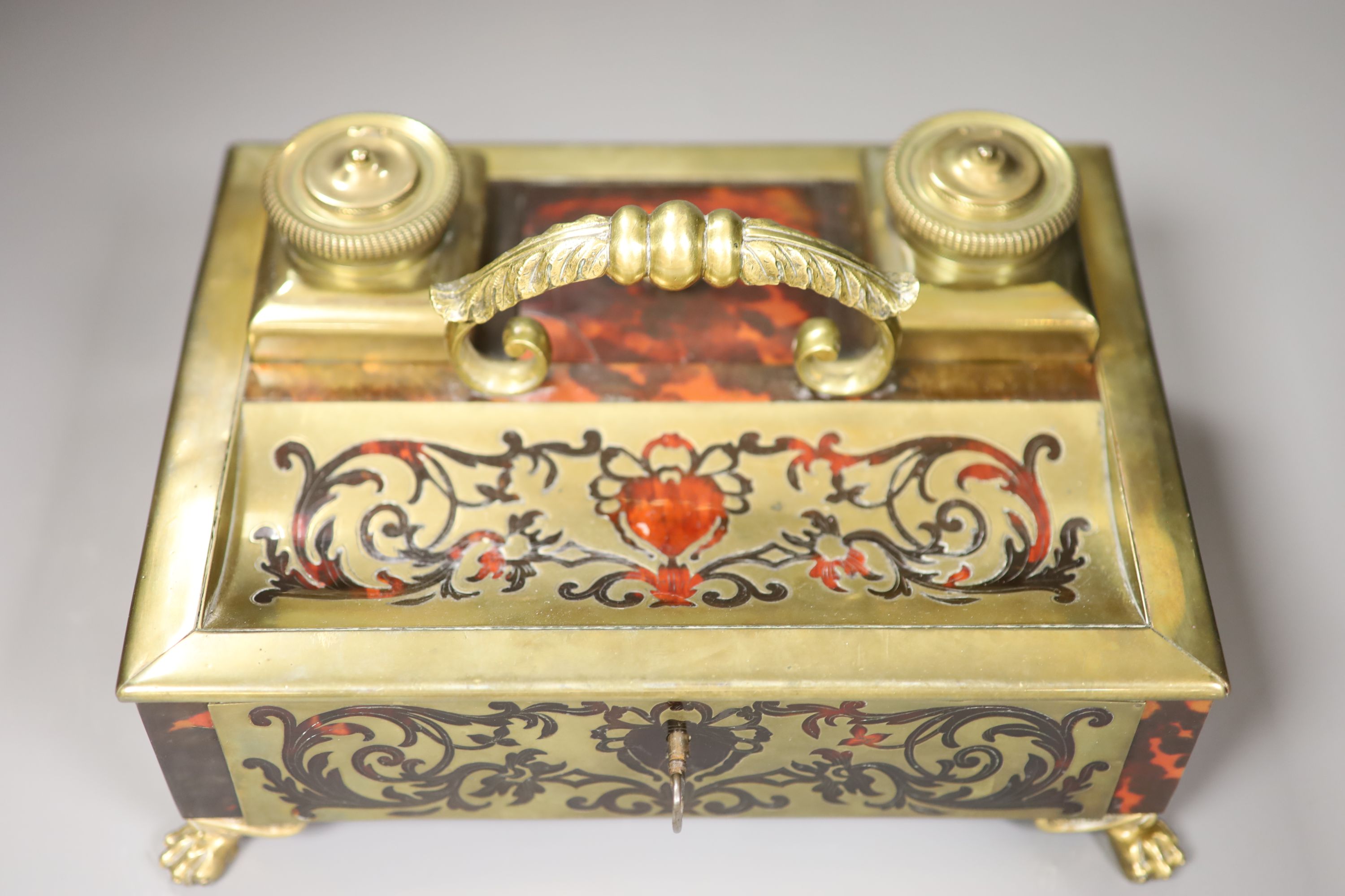 A 19th century French boulle work desk stand, 24cm